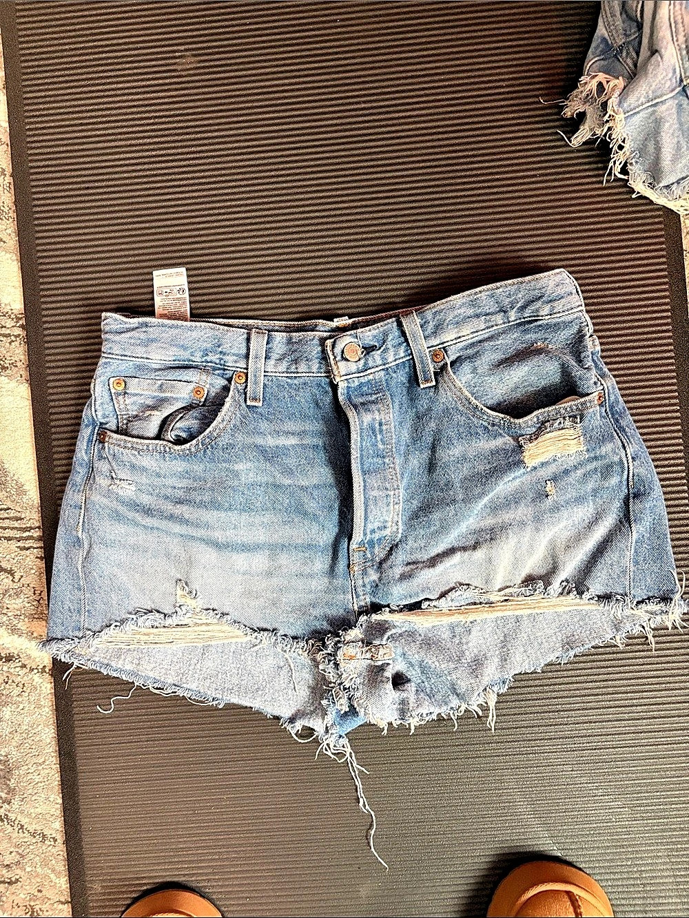 Levi's 501 Distressed Denim Jean Shorts in Blue